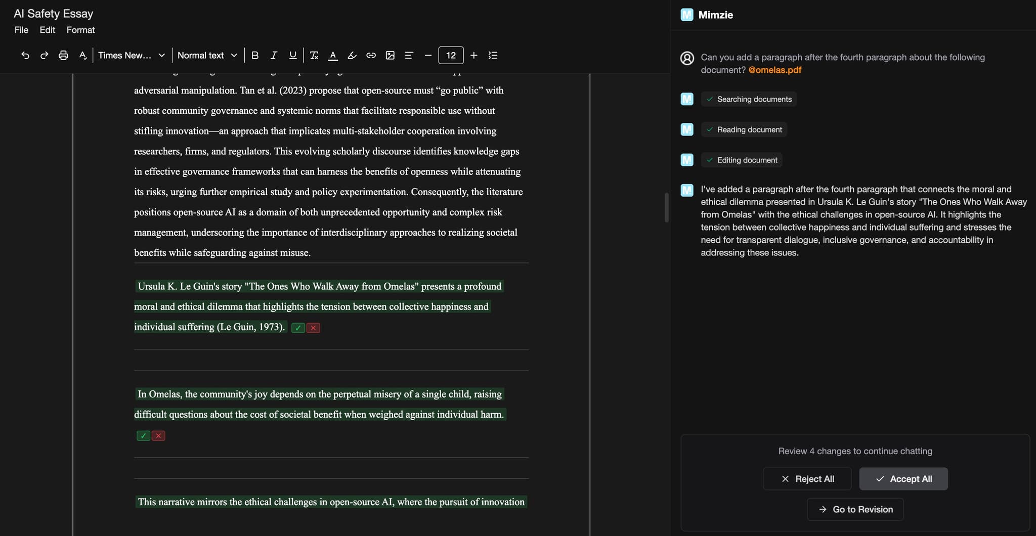 Mimzie PDF upload interface